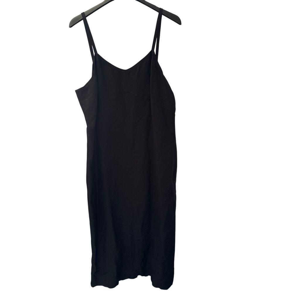 Natural Instincts Maxi Dress Sz 16 Linen Blend Black Strappy Quiet Luxury